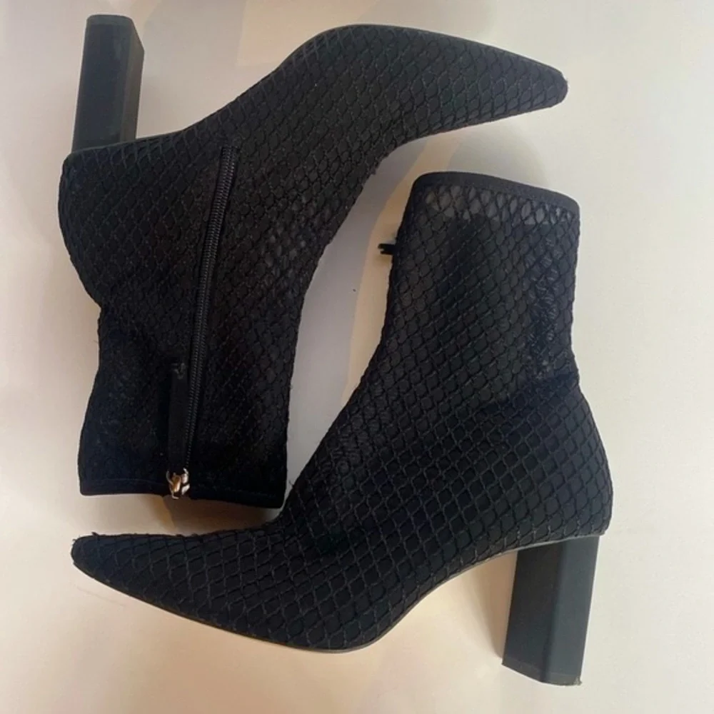 Zara Whimsigoth Mesh Heeled Zip up Booties Black Size 39 US 8.5